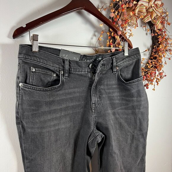 Lauren Ralph Lauren Petite Mid-Rise Tapered Jeans - Sz 8 PETITE Deep Black - Picture 3 of 12
